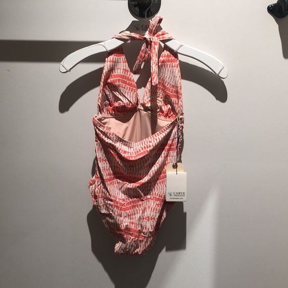NWT💥LAST ONE - XS | Carve Designs / Alexandra One Piece - Coral & Pink w/ White - Picture 2 of 4